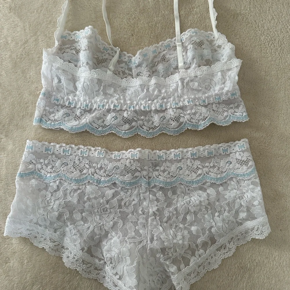 Hanky Panky Bridal Collection White Two Piece Set Small NEW - Picture 3 of 5